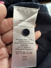 Quince 100% Organic Cotton Poplin Balloon Sleeve Shirt Small Ruched Blue #AAA7-6