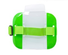 High Quality Reflective Arm Band Photo ID Badge Holder Vertical w/ Elastic Band