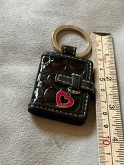 Vintage Coach Y2K Mini Photo Frame Keychain Black C Logo Bag Charm Heart