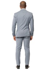 Slim Fit Double Breasted Slate Blue Grey Mens Suit 2 Button Peak Lapel AZAR MAN
