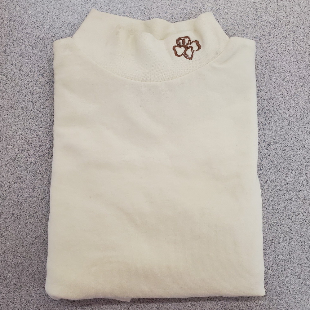 Browne Ivory Mock Neck Cotton Knit Top Embroidered Accent Womens XS USA