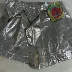 Rodeo Quincy High Waist Glam Shorts Womens S Gold Shimmer Bow Pleated Festival
