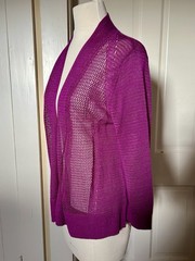 Alfani Women’s Mixed Knit Open Front Cardigan. Vibrant Fuchsia/Purple NWT, P/XL