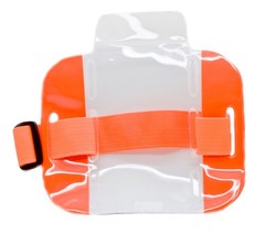 High Quality Reflective Arm Band Photo ID Badge Holder Vertical w/ Elastic Band