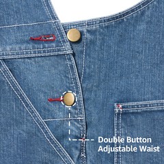 HISEA Men Denim Bib Overalls Relaxed Fit Workwear Roomy Dungarees PocketJumpsuit