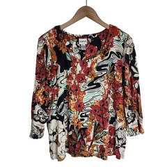Chico’s Blouse Top Women’s 2 (Large) Floral Shirt