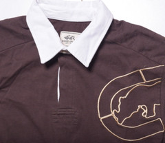 Ecko Unlimited Mens Brown Rhino Pit Rugby Polo Shirt Large