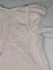 St Johns Bay Striped Pom Pom Blouse Top Womens XS Extra Small Pink White Beach