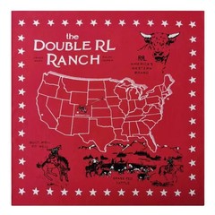 Bandana Double RL Southwest Red Cotton Cowboy Western Hanky Vtg Print design