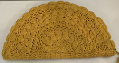 Crochet Curved Clutch Purse With Tassel Yellow Zipper Closure