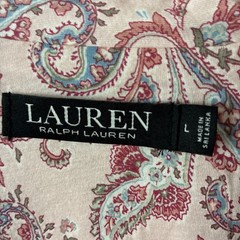 LRL Ralph Lauren Womens Sz L Pink Paisley Pajama Set Monogram #L