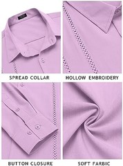 Coofandy Mens Cuban Guayabera Shirt Casual Button Down Shirts Long Sleeve Summer