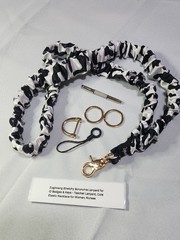 Zugzwang Detachable Scrunchie Lanyard Black White Camouflage Gold Tone