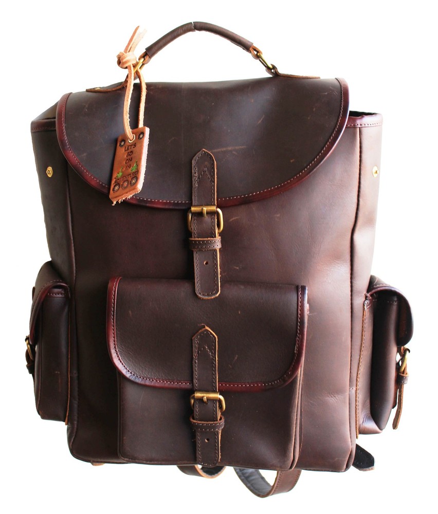 Challenger Full Grain Dark Brown Leather Backpack Multipurpose Travel Bag
