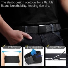 Men’s Adjustable Tactical Belt, TSA Approved Metal-Free Elastic Stretch Belt