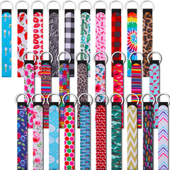 30 Pieces Neoprene Wristlet Keychain bulk Lanyard Hand Wrist Strap Keychain for