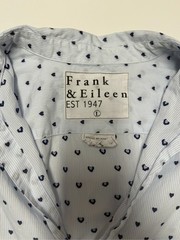 Frank & Eileen Eileen Heart Print Button Front Shirt Blue Stripe Large