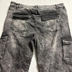 VIP Jeans Womens Plus Size 21/22 Black Acid Wash Cargo Jeans Wide Leg Stretch