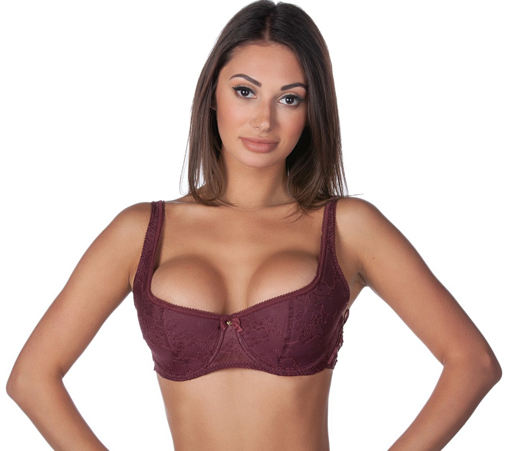 Alegro Floral Jewel Women’s Lace overlay Underwire Balconette Bra 9001A