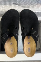 Birkenstock Boston Clog Soft Footbed Suede Black Unisex Shoes New Size EU37-45