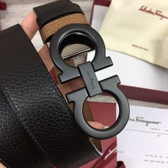 NWT Authentic Ferragamo Belt width 3.5cm/1.37inch Black/Brown Reversible