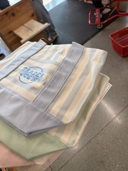 Trader Joe’s Mini Pastel Stripe Canvas Tote Bag Limited Edition Set Of 4