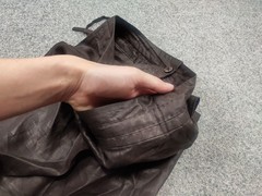 Brioni Italy Design Brown wide women Ramie Waxed Trouser Pants ties at the waist