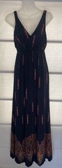 Tori Richard Black/Fuchsia Pure Silk Pin Dot Floral Tank Maxi Dress Size 2~NWOT