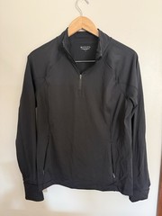 Athleta Women’s Black L 1/4 Zip Mock Neck Pullover Pockets Stretch
