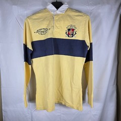 Polo Ralph Lauren Mens Rugby Shirt Yellow Navy Blue Golf Club Bleecker Cup M