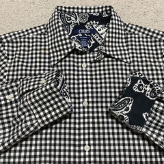 Chaps Womens Small Shirt Black Plaid 3/4 Sleeve Button Up 100% Cotton No Iron