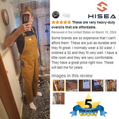 HISEA Men Heavy Duty Bib Overalls Relaxed Fit Dungarees Workwear Pants Jumpsuit