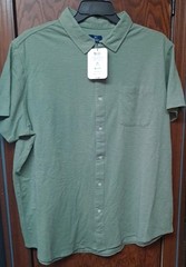 NWT Mens GEORGE Knit Button Down Collared Shirt Size 2XL 50-52 Faded Spruce