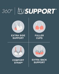Playtex Secrets Perfectly Smooth Underwire Bra Womens Seamless light TruSUPPORT