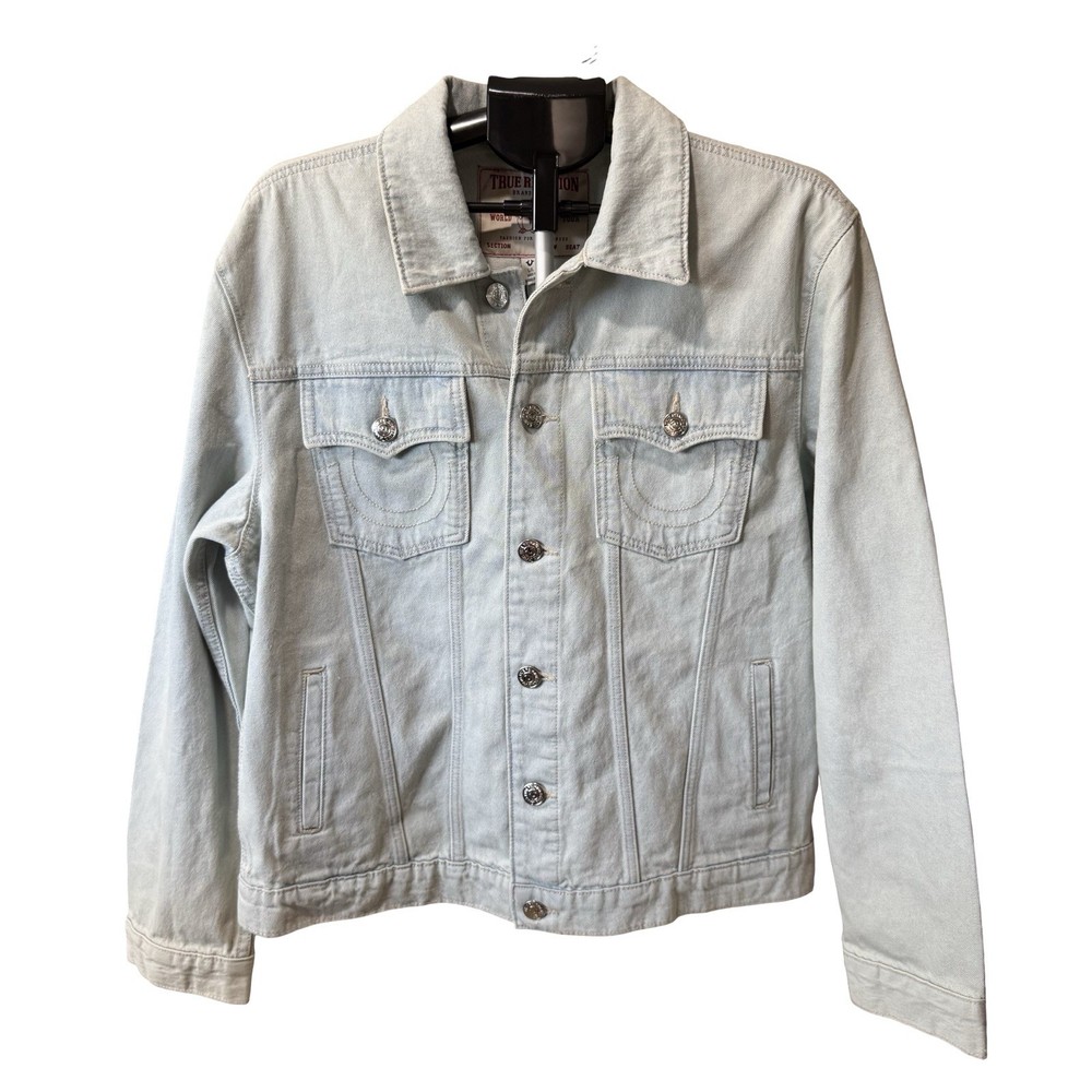 NWT True Religion Jesse Trucker Denim Jacket Light Blossom Wash Men’s large