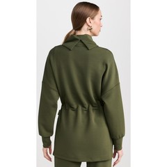 Varley Freya DoubleSoft Sweatshirt Olive Green Cowl Neck Drawstring Waist- Small