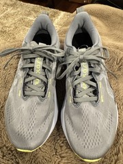 Asics Novablast 5 Womens, Size 8, Gravel/Blue Fade