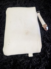 Women’s White Solid Zip-Around Wallet w/ Zipper, Wrist Strap