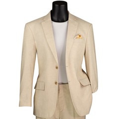 VINCI Men’s Linen 2-Button Modern Fit Summer Suit – 38S-56L, 2 Colors – NEW