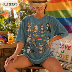 Pride Cats Shirt LGBTQ Rainbow Cat Lover Graphic Tee