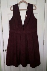 BloomChic Corduroy Stretchy Waist V-Neck Mini Dress Pockets 14-16/1X 18-20/2X