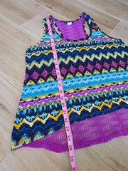 Weavers Purple Multicolor Geometric Mesh Racerback Tank Size XXL