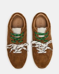 Steve Madden Brown Suede Low Top Lace-Up Athletic Sneakers Green/White Laces 8W