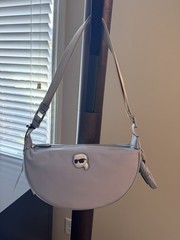NWT KARL LAGERFELD light blue Crescent Shoulder Bag Zip Closure Choupette Pouch