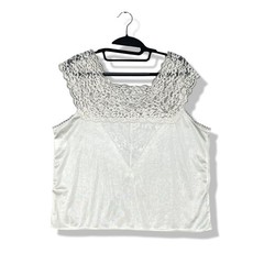 Collections Etc Lace Trim Tank Top Womens M Ivory Coquette Cottagecore Sexy