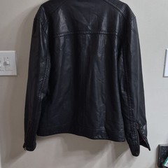 Wilson’s Leather Men’s Black Motorcycle Jacket Full-Zip Band Collar XL