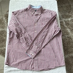 Nautica Classic Fit Plaid Button-Up Shirt Red White Long Sleeve XL