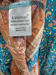 R.Vivimos Floral V Neck Short Sleeve Ruffle Hem Maxi Dress Blue SZ Large 12/14