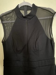 REBECCA B Womens Black Jersey Knit Dress W Mesh Back Size 10 Sleeveless