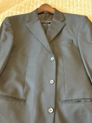 Nautica Suit Mens 42L Navy Blue 2 Button 100% Wool W36 Pleated Front (FREE Tie)